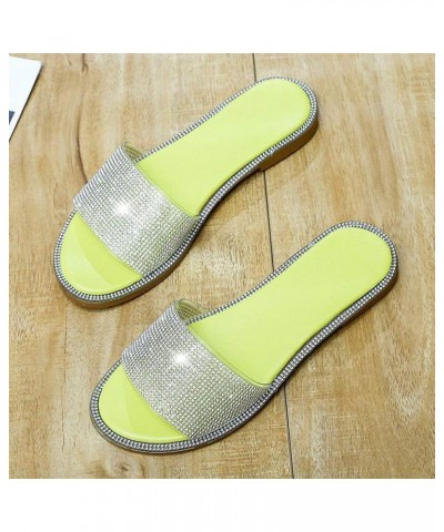 Dress Sandals Shoes for Women Toe Fashion Crystal Women's Casual Open Shoes Sandals Slip on Sandals for Women D-yellow $10.65...