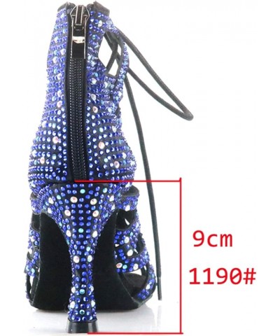 Women's Dance Shoes Lace-up Midern Ballroom Latin Boots Al439-blue Black-9cm $32.19 Athletic Shoes