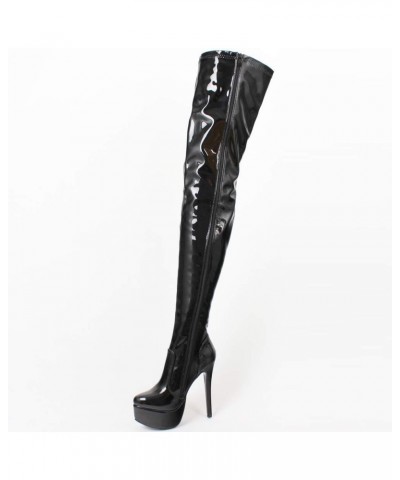 Women Over Knee Boots, Zipper Sexy Over The Knee Boots for Women Fashion Boots 16cm High Heels (11, Black Shiny) $63.70 Boots