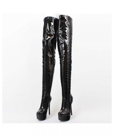 Women Over Knee Boots, Zipper Sexy Over The Knee Boots for Women Fashion Boots 16cm High Heels (11, Black Shiny) $63.70 Boots