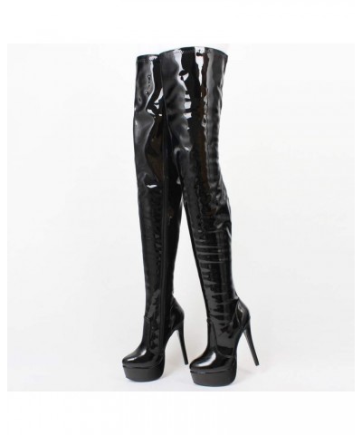 Women Over Knee Boots, Zipper Sexy Over The Knee Boots for Women Fashion Boots 16cm High Heels (11, Black Shiny) $63.70 Boots