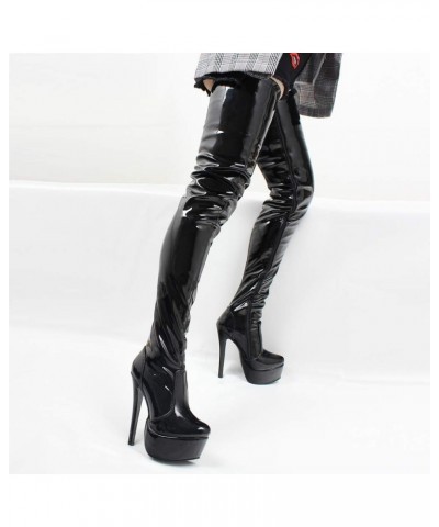 Women Over Knee Boots, Zipper Sexy Over The Knee Boots for Women Fashion Boots 16cm High Heels (11, Black Shiny) $63.70 Boots