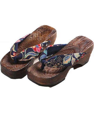 Flip- flops Wooden Clogs Slippers,Japan Traditional Shoes,Women's Slopes High Heels Home Clip Feet Cool Shoes,Couple's Leisur...