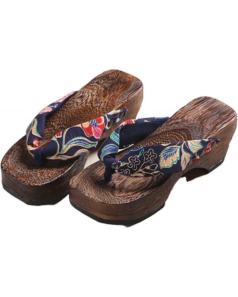 Flip- flops Wooden Clogs Slippers,Japan Traditional Shoes,Women's Slopes High Heels Home Clip Feet Cool Shoes,Couple's Leisur...