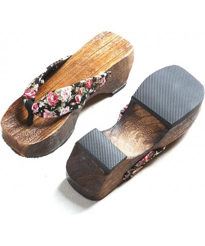 Flip- flops Wooden Clogs Slippers,Japan Traditional Shoes,Women's Slopes High Heels Home Clip Feet Cool Shoes,Couple's Leisur...