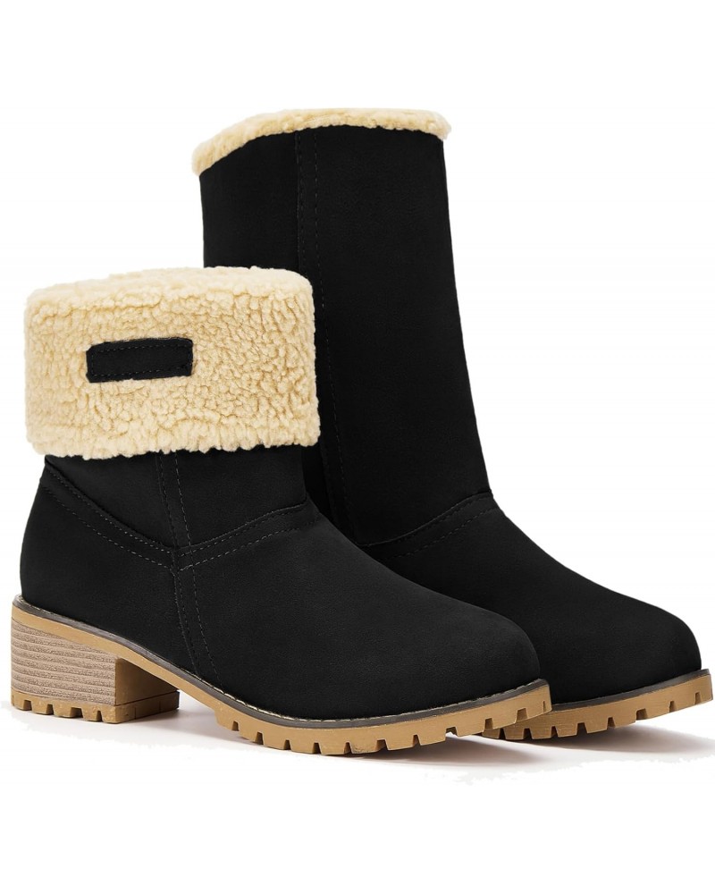 Snow Boots for women, with Fleece, Chunky Ankle Booties Shoes $12.23 Boots