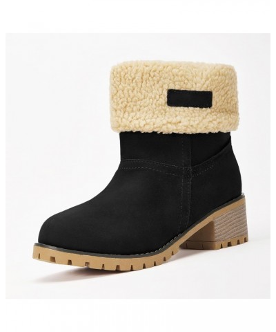 Snow Boots for women, with Fleece, Chunky Ankle Booties Shoes $12.23 Boots