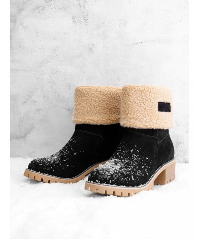 Snow Boots for women, with Fleece, Chunky Ankle Booties Shoes $12.23 Boots