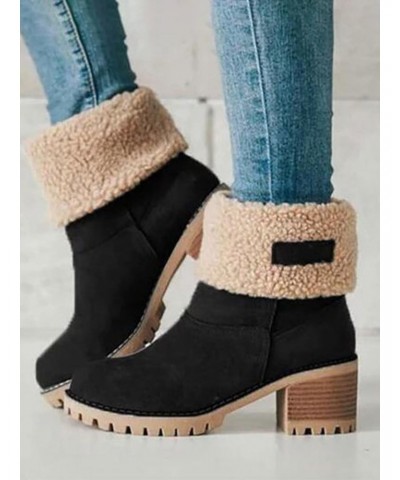 Snow Boots for women, with Fleece, Chunky Ankle Booties Shoes $12.23 Boots