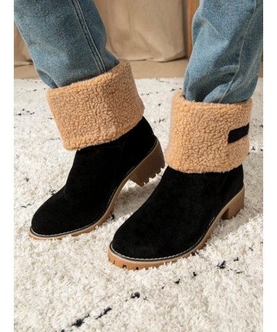 Snow Boots for women, with Fleece, Chunky Ankle Booties Shoes $12.23 Boots