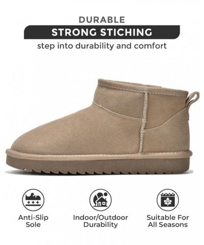 Ankle-High Snow Boots for Women - Genuine Suede Water Resistant Winter Boots with Memory Foam and Faux Fur Lining - Hippy Tau...