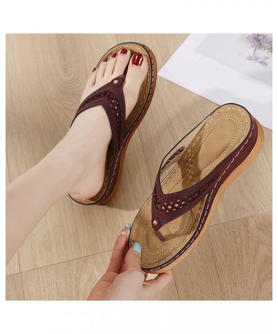 Women Sandals Fashion Summer New Pattern Roman Sandals Flip Flops Comfortable Wedge Casual Shoes Nine Sandals for Women 7 (Br...