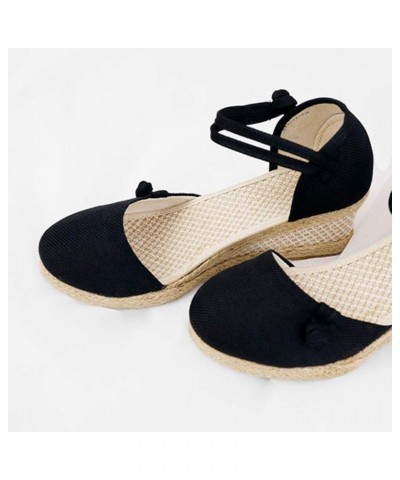 Sandals for Womens Wedge Platform Sandals Adjustable Flip Flop Bohemian Ankle Strappy Zip Up Flat Hiking Sandals LS3 Black $1...