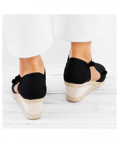 Sandals for Womens Wedge Platform Sandals Adjustable Flip Flop Bohemian Ankle Strappy Zip Up Flat Hiking Sandals LS3 Black $1...