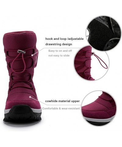 Womens Snow Boots Mid-Calf Winter Boots Ladies Waterproof Warm Fur Lined Non-Slip Warm Boots For Work Walking Hiking Outdoor ...