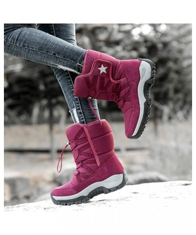 Womens Snow Boots Mid-Calf Winter Boots Ladies Waterproof Warm Fur Lined Non-Slip Warm Boots For Work Walking Hiking Outdoor ...