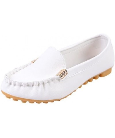 LONG-M Women's Sandals Summer Metal Buckle Decorative Round Toe Flat Pumps White 36 $16.00 Sandals