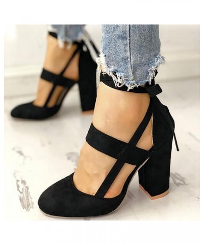 Women Heeled sandals Red Womens sandals Chunky Heel sandals Women Dressy Wide Women'S Heeled sandals Chunky Block Stra Black-...