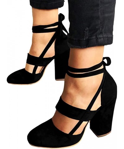 Women Heeled sandals Red Womens sandals Chunky Heel sandals Women Dressy Wide Women'S Heeled sandals Chunky Block Stra Black-...