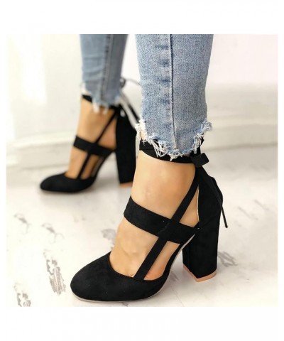 Women Heeled sandals Red Womens sandals Chunky Heel sandals Women Dressy Wide Women'S Heeled sandals Chunky Block Stra Black-...