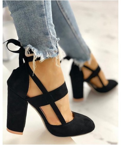 Women Heeled sandals Red Womens sandals Chunky Heel sandals Women Dressy Wide Women'S Heeled sandals Chunky Block Stra Black-...