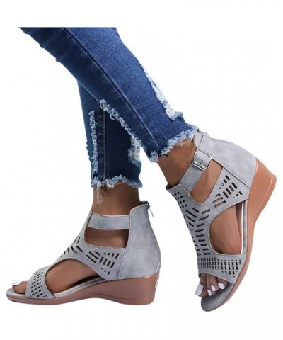 Women Comfortable Arch Support Orthotic Casual Dressy Flat Sandal Straps Thong Summer Low Heels Block Shoes 1-htrns-grey3 $15...