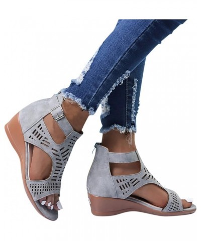 Women Comfortable Arch Support Orthotic Casual Dressy Flat Sandal Straps Thong Summer Low Heels Block Shoes 1-htrns-grey3 $15...