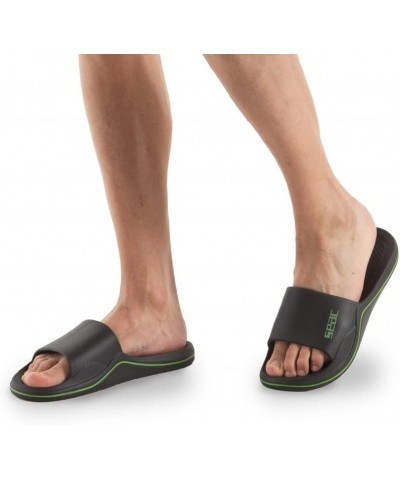 Unisex-Adult Open-Back Rubber Slippers for Beach and Pool 7.5 US Black/Green $14.40 Slippers