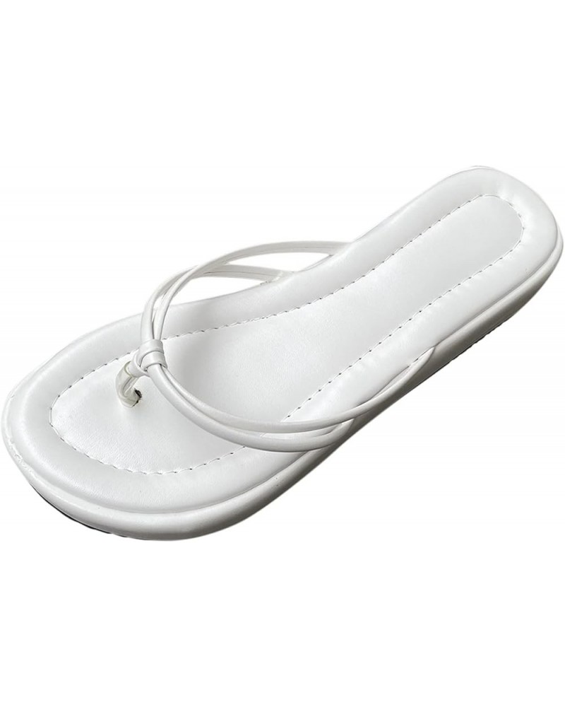 Women Platform Flip Flop Comfortable Wedge Flip Flops Walking Thong Slippers Womens Sandals Comfort White $15.00 Sandals