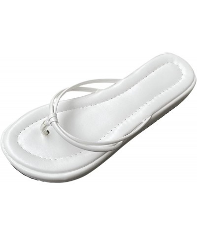 Women Platform Flip Flop Comfortable Wedge Flip Flops Walking Thong Slippers Womens Sandals Comfort White $15.00 Sandals