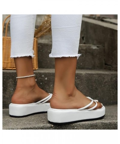 Women Platform Flip Flop Comfortable Wedge Flip Flops Walking Thong Slippers Womens Sandals Comfort White $15.00 Sandals