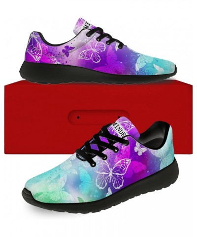 Womens Girls Bright Color Butterfly Print Shoes,Personalited Lace Up Athletic Tennis Sneaker Gifts for Ladies Friends,US Size...