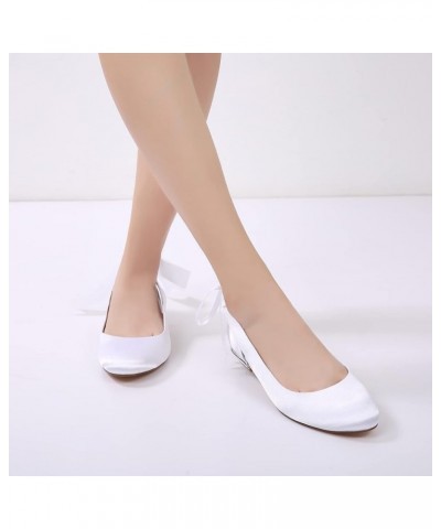 Women Satin Round Toe Bridal Flats Ribbon Tie Ankle Strap Ballet Flats Wedding Bride Shoes Black $44.87 Flats