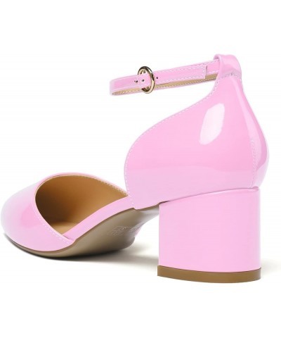 Women's Pointed Toe Pumps D'Orsay Sandals Ankle Strap Buckle Chunky Block Heel Dress Shoes Patent Pink $39.74 Sandals