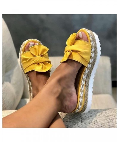 Women Summer Beach Sandals Shoes Anti-Slip Slipper Summer Beach Bow Slip on Sandals Summer Open Toe Beach Travel Fashion Slip...