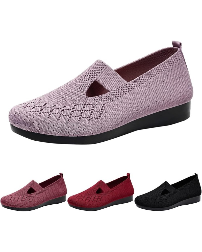 Anti-Slip Ballet Flats Gold Flats Womens Mules and Slides Slip On Sneakers Memory Foam Wine $13.07 Flats