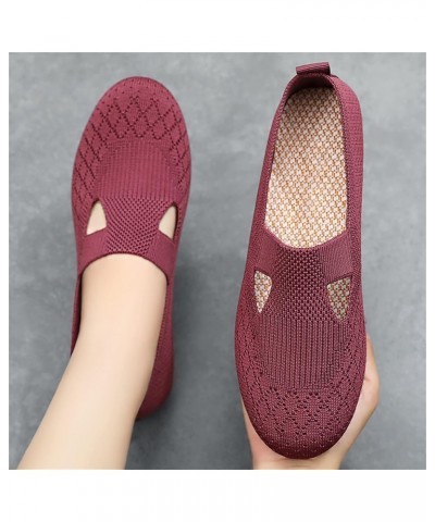 Anti-Slip Ballet Flats Gold Flats Womens Mules and Slides Slip On Sneakers Memory Foam Wine $13.07 Flats