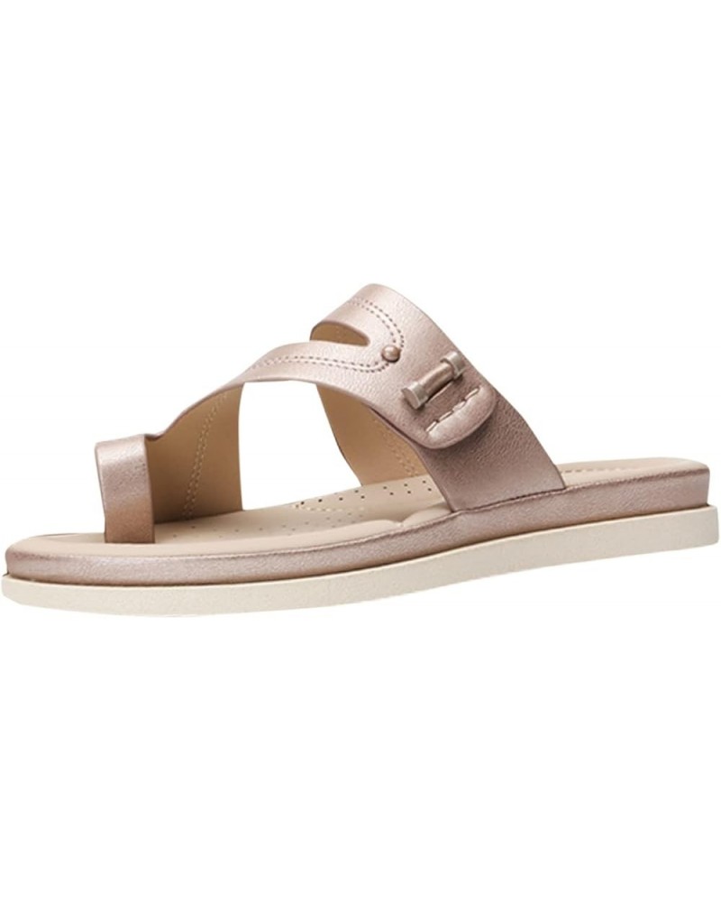 Thong Sandals for Women Low Heel, Women's Flat Sandals Strappy Sandals Dressy Summer Ankle Strap Open Toe Sandals Beige-3 $15...