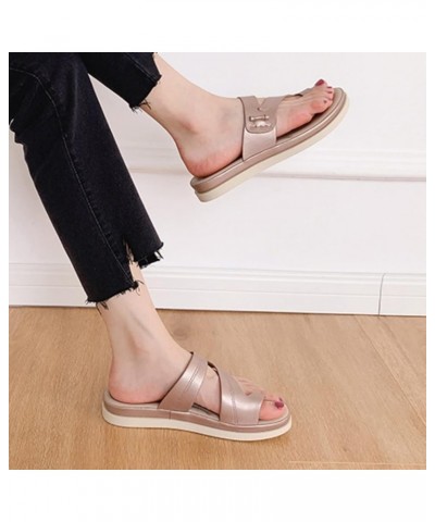 Thong Sandals for Women Low Heel, Women's Flat Sandals Strappy Sandals Dressy Summer Ankle Strap Open Toe Sandals Beige-3 $15...