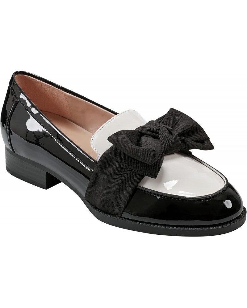 Women's Lindio Loafer Black/Cream Patent 004 $29.97 Loafers & Slip-Ons