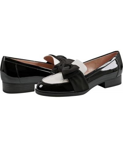 Women's Lindio Loafer Black/Cream Patent 004 $29.97 Loafers & Slip-Ons