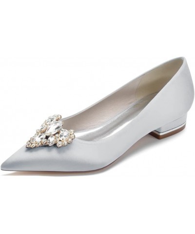 Womens Pointed Toe Ballet Flat Satin 2.5CM Dress Shoes Low Heel Comfort Slip On Classic Flats Shoes,Silver,7.5 $34.86 Flats