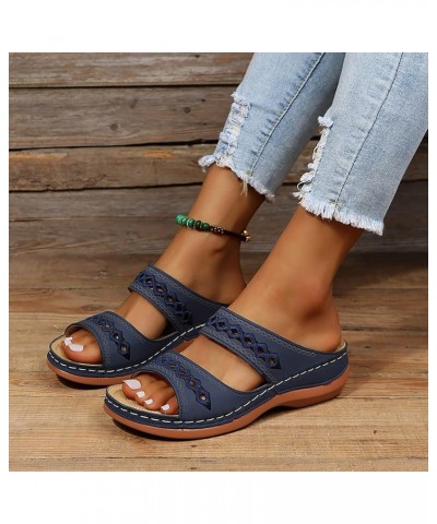 Orthopedic Wedge Sandals for Women Dressy Summer Comfortable Walking Sandals with Arch Support Casual Orthotic Slides Z2-dark...