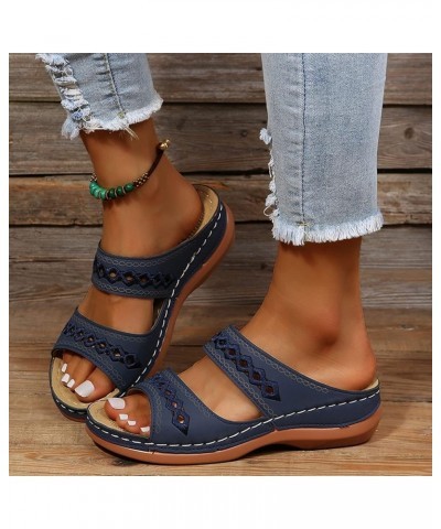 Orthopedic Wedge Sandals for Women Dressy Summer Comfortable Walking Sandals with Arch Support Casual Orthotic Slides Z2-dark...