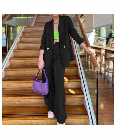 Office Outfits Women Suits Set Long Sleeve Button High Waisted Pants Jumpsuit for Business Business Suits Black➤➤ Pants for W...