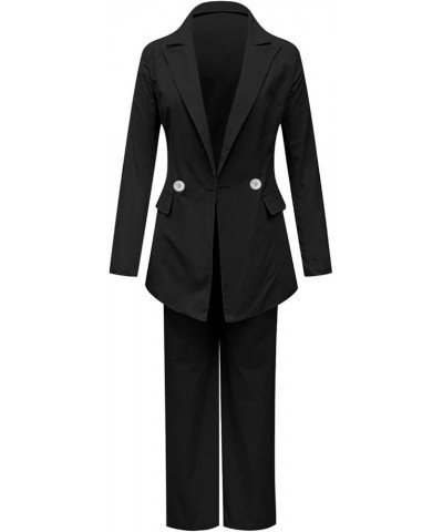 Office Outfits Women Suits Set Long Sleeve Button High Waisted Pants Jumpsuit for Business Business Suits Black➤➤ Pants for W...