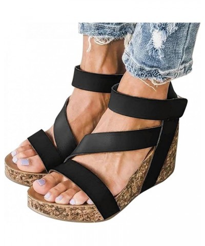 Women's Cork Wedge Sandals Retro Roman Gladiator Platform Sandals Open Toe Ankle Strap Summer Sandals Casual Comfort Beach Sh...