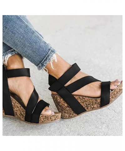 Women's Cork Wedge Sandals Retro Roman Gladiator Platform Sandals Open Toe Ankle Strap Summer Sandals Casual Comfort Beach Sh...