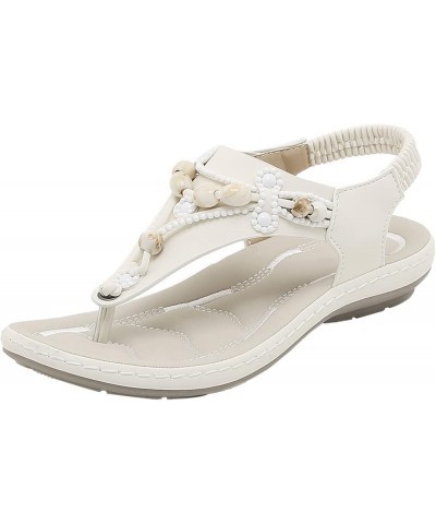 Sandals for Women Dressy Summer T-Strap Thong Flip Flops Walking Beach Sandals Leather Shoes Casual Orthotic Sandals Beige $1...