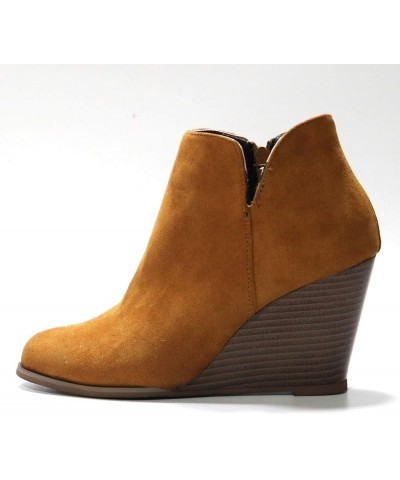 Suede Women Booties Wedge Ankle Boots for Women Round toe Womens Winter Boots Solid Color Work Boots for Women Brown $17.15 B...